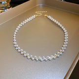 Dubbele Kristallen en Parels Ketting – Amira