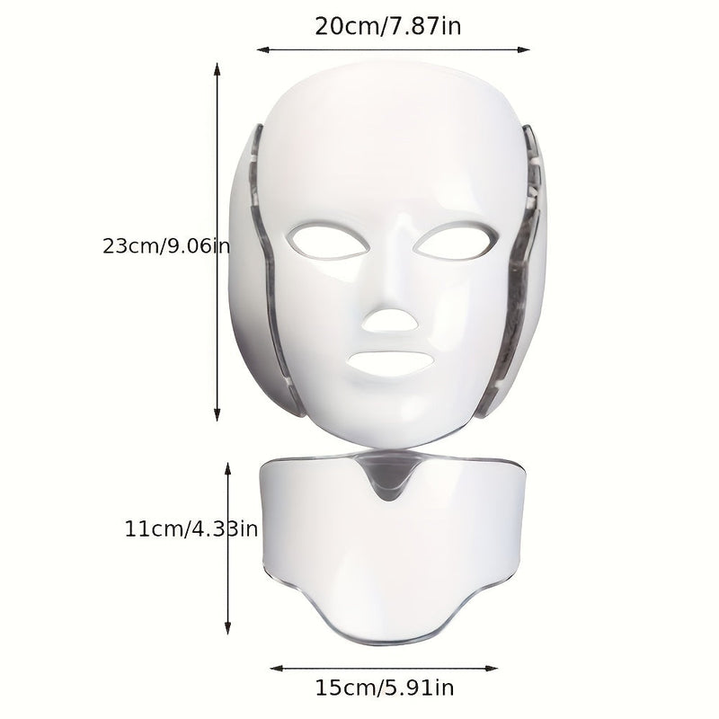 7-Kleur LED Gezichts- en Nekmasker – USB Oplaadbaar Huidverzorgingsapparaat