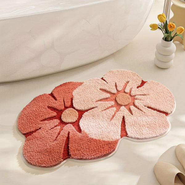Fluffy Bloemen Badkamer Tapijt – Absorberend en Zacht voor Extra Comfort