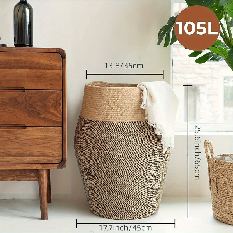 Grote Geweven Wicker Wasmand – Praktisch en Elegant voor Elke Wasruimte