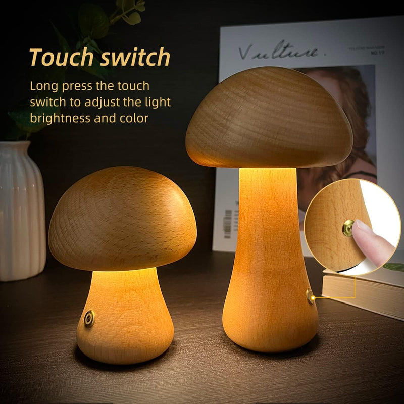 Houten Paddenstoel LED Nachtlamp - GlowShroom
