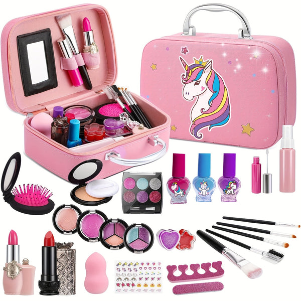 Deluxe Eenhoorn Make-up Tas – Echte Cosmetica en Accessoires voor Meisjes