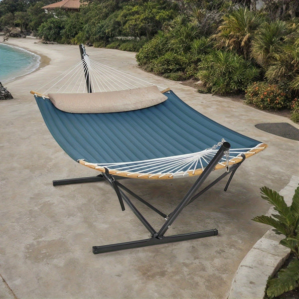 Gevoerde Hangmat met Standaard – Comfortabele Bamboe Spreider en Kussen