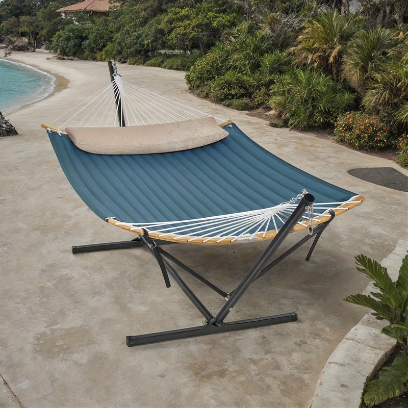 Gevoerde Hangmat met Standaard – Comfortabele Bamboe Spreider en Kussen