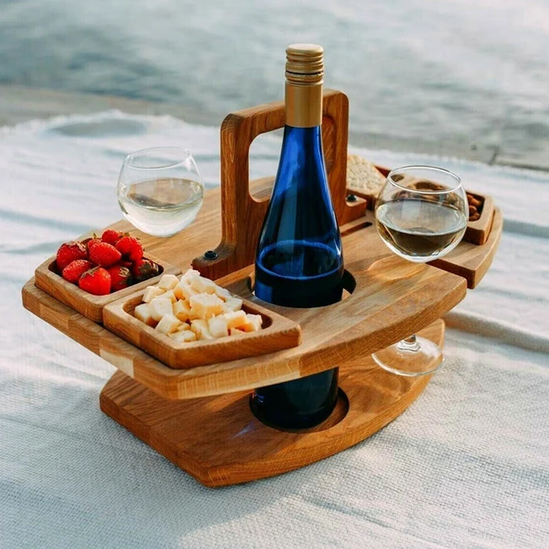 Draagbare Houten Picknick Wijn Tafel – WineNest