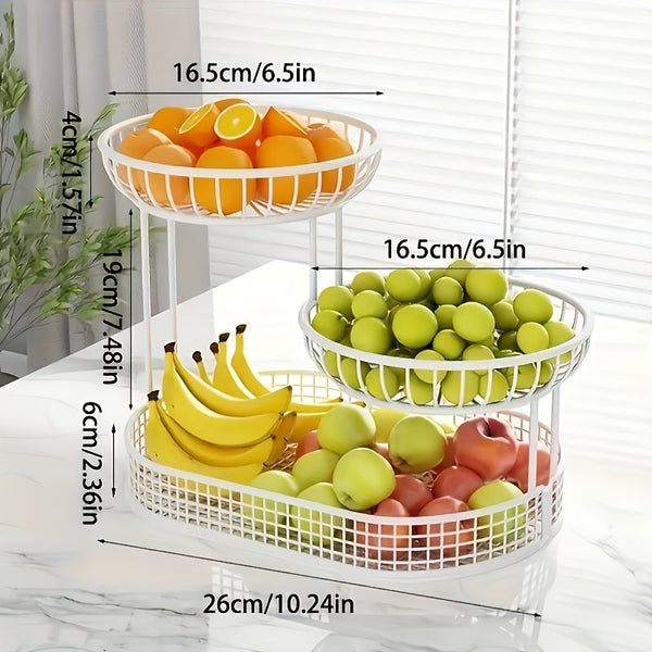 GoldenTier 3-Laags Fruitmand – Elegant en Praktisch