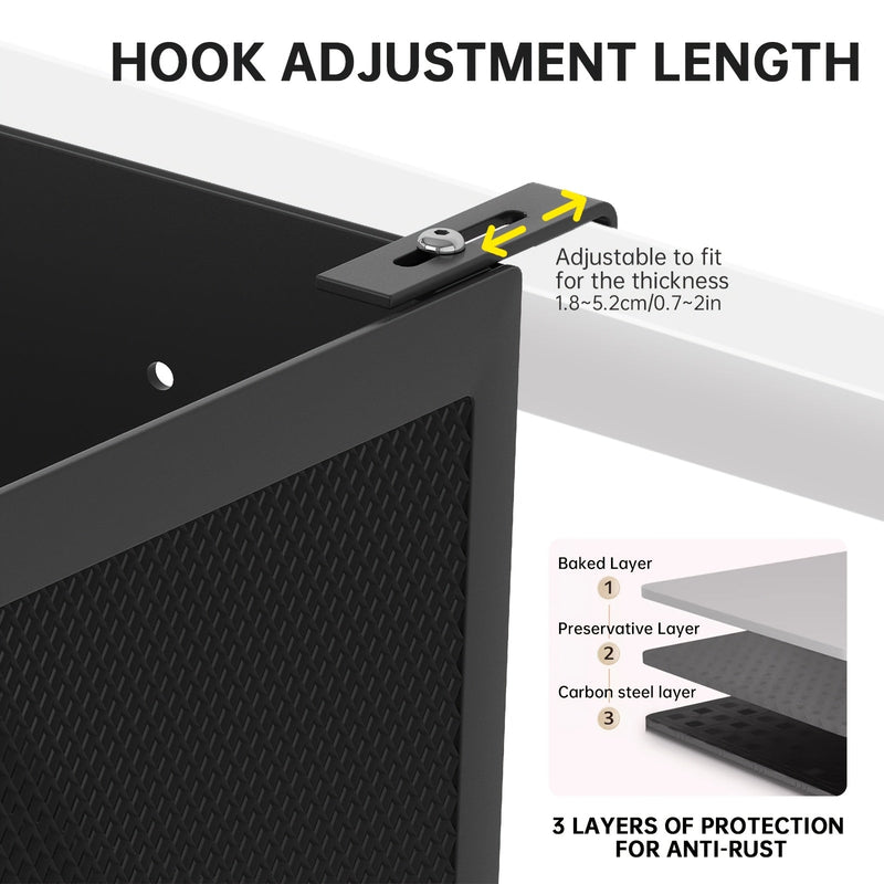 Verstelbare Metalen Opbergmand met Haken - Handige Oplossing voor Organisatie
