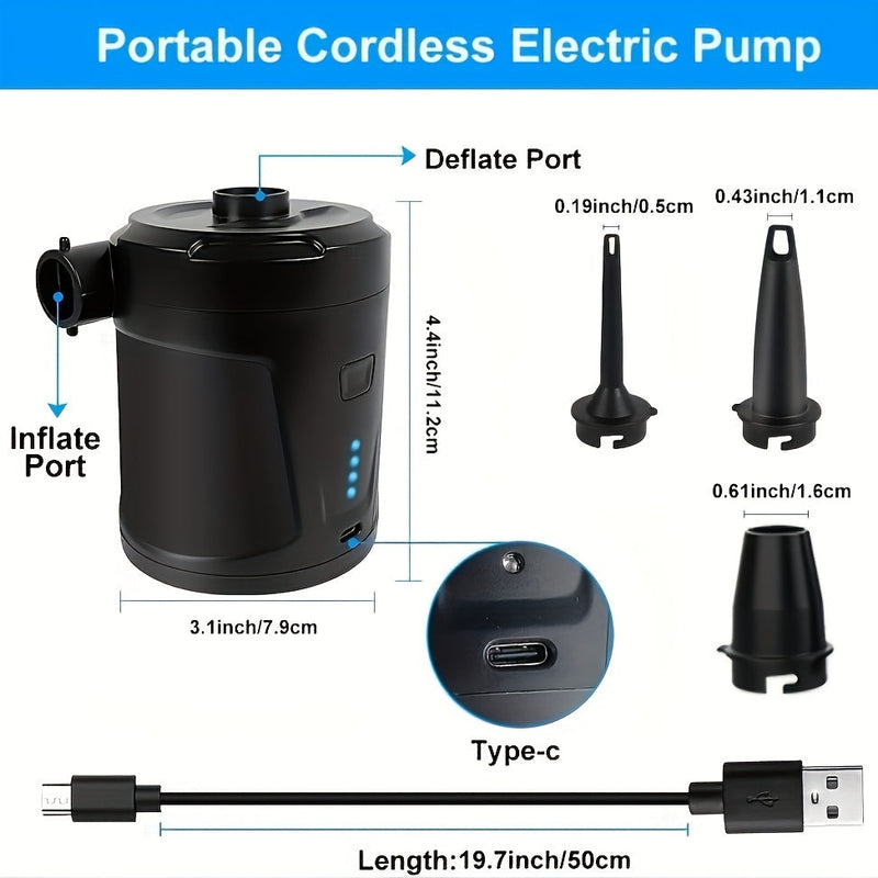 Draagbare USB Luchtpomp – Compacte Draadloze Inflator voor Buitengebruik