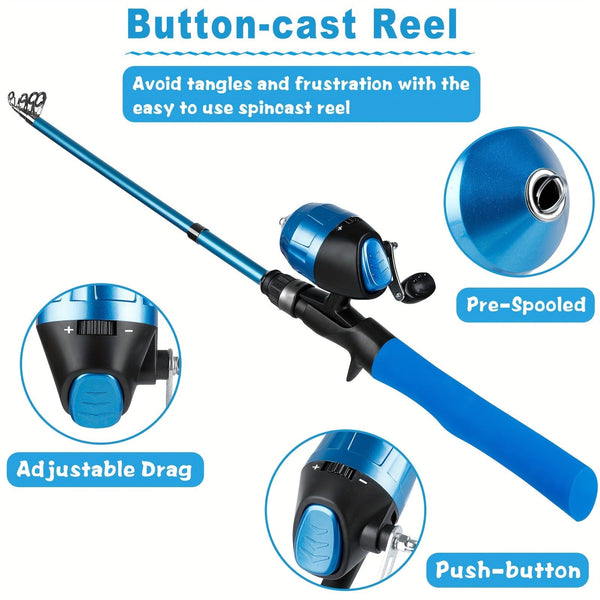 Complete Beginner Telescopische Vissroede & Spoelset met Draagtas en Aasdoos