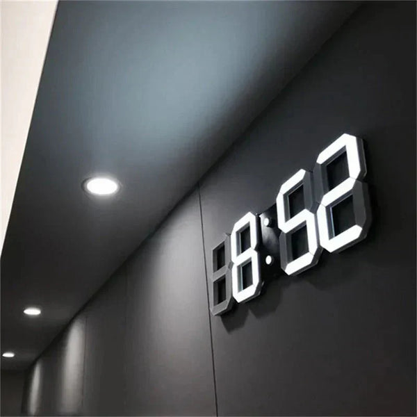 Digitale 3D LED Wandklok – Modern ontwerp met dimfunctie en optimale zichtbaarheid