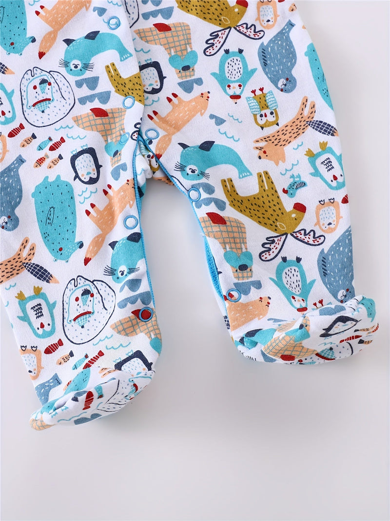 3-delige Baby Romper Set met Dierenprints – Lange Mouwen voor Buitenactiviteiten