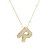 Dames Ketting – Initial Hanger – Fonkelende Stenen – Verfijnde Schakelketting – Statement Sieraad