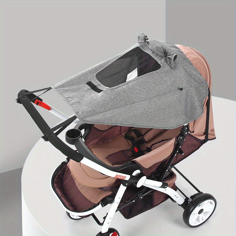 Opvouwbaar Zonnescherm voor Kinderwagen – UV-bescherming en Flexibele Straps voor Perfecte Bedekking