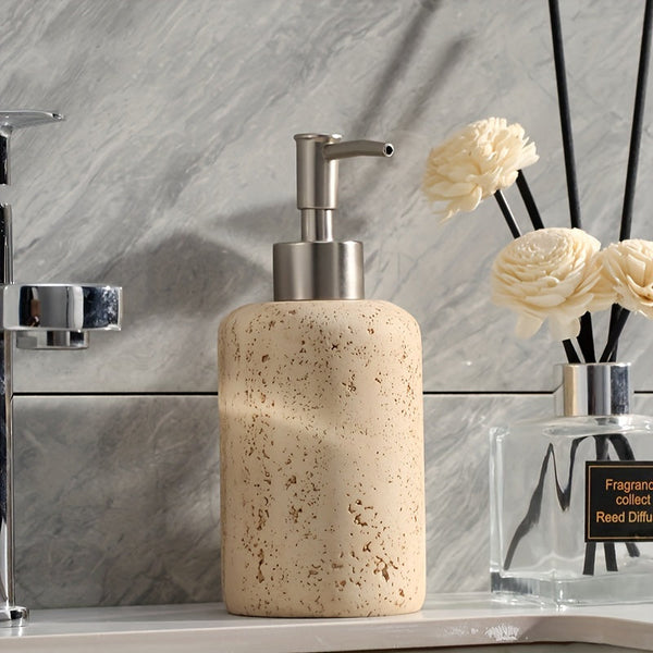 Marmeren Zeepdispenser – Luxe Resin Dispenser met RVS Pomp voor Badkamer of Keuken