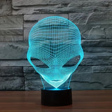 3D Alienhoofd LED Tafellamp met 7 Kleuren - Lunaris