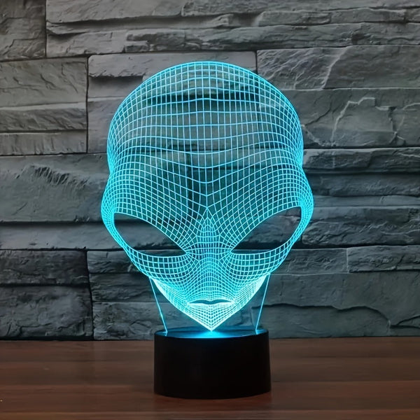 3D Alienhoofd LED Tafellamp met 7 Kleuren - Lunaris