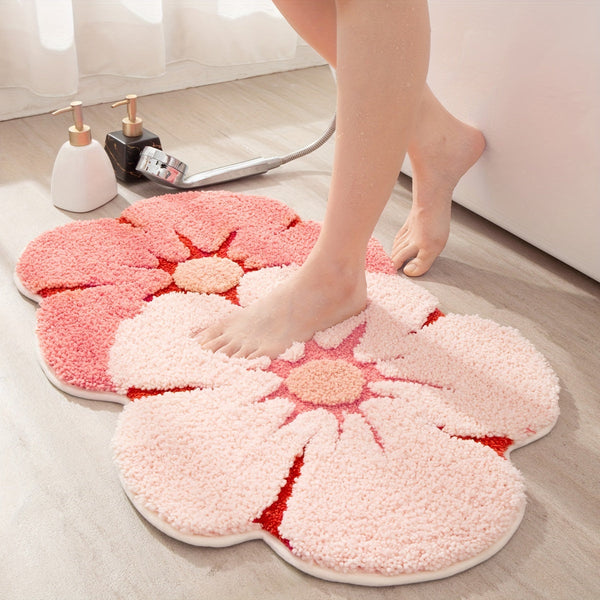 Fluffy Bloemen Badkamer Tapijt – Absorberend en Zacht voor Extra Comfort