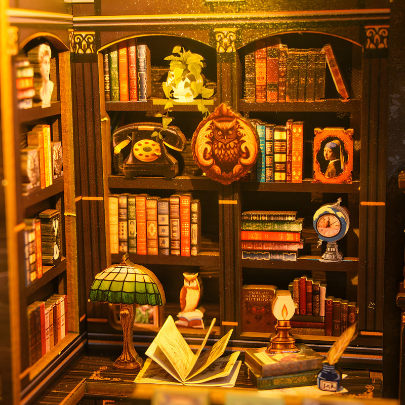 DIY Miniatuur Uilen Boekenwinkel – 3D Houten Kit met Verlichting voor Creatieve Decoratie