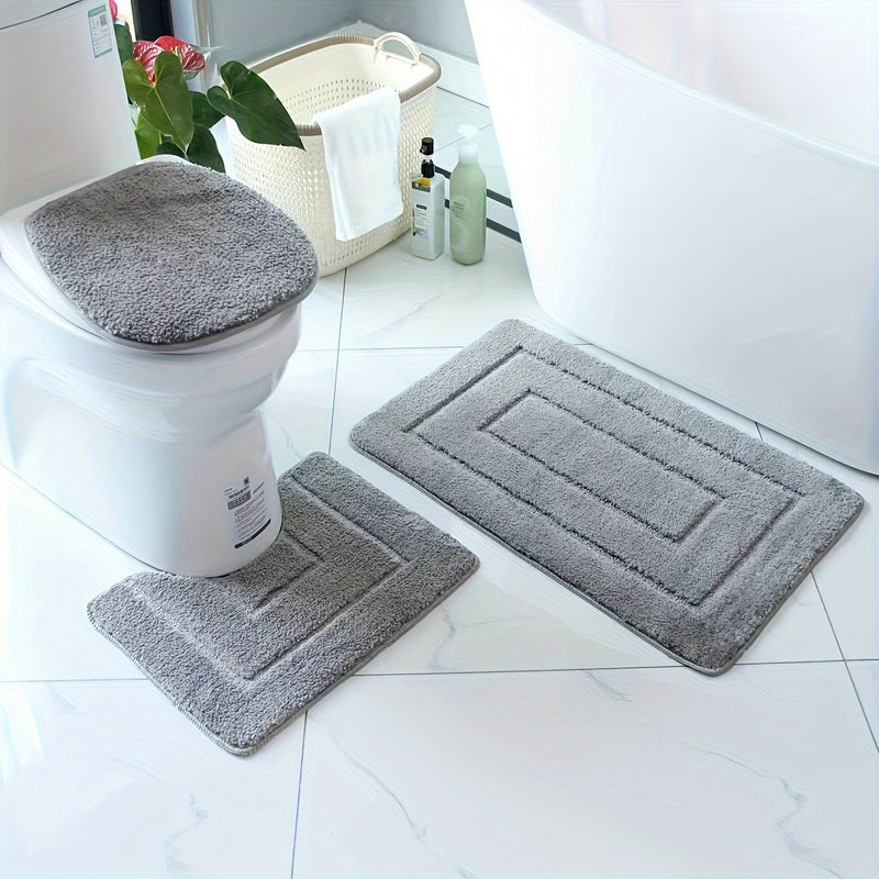 3-delige Ultrafijne Vezel Badkamer Tapijt Set – Sneldrogend en Absorberend