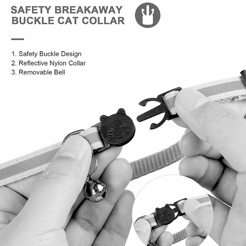 Reflecterende Kattenhalsband – Veiligheidsbuckle en Bel voor Extra Zichtbaarheid