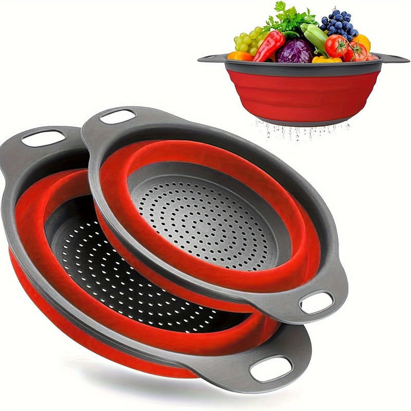 Opvouwbare Siliconen Vergiet Set – Perfect voor Pasta, Groenten en Fruit