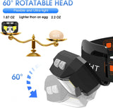 2-Pack Ultra-heldere Oplaadbare LED Hoofdlamp Waterdicht met Bewegingssensor