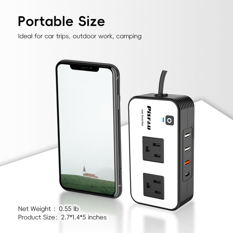 200W Auto-omvormer – DC 12V naar 220V AC met USB-C & Snelladen functie