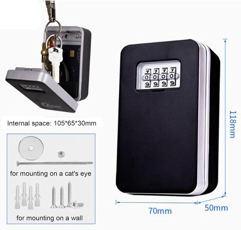 Sleutelkast voor Buiten – Beveiligde Sleutelkast met Instelbare Code voor Huis, Inclusief Montagekit (Wandmontage)