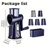 Multifunctionele Roterende Keukenrasp – 5-in-1 Kaasrasp en Groentesnijder met Antislip Basis