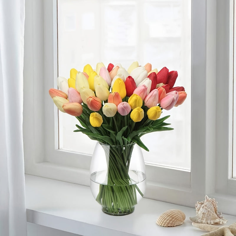 Set van 10 Kunstmatige Witte Tulpen – Perfect voor Bruiloften, Fotografie en Interieurdecoratie