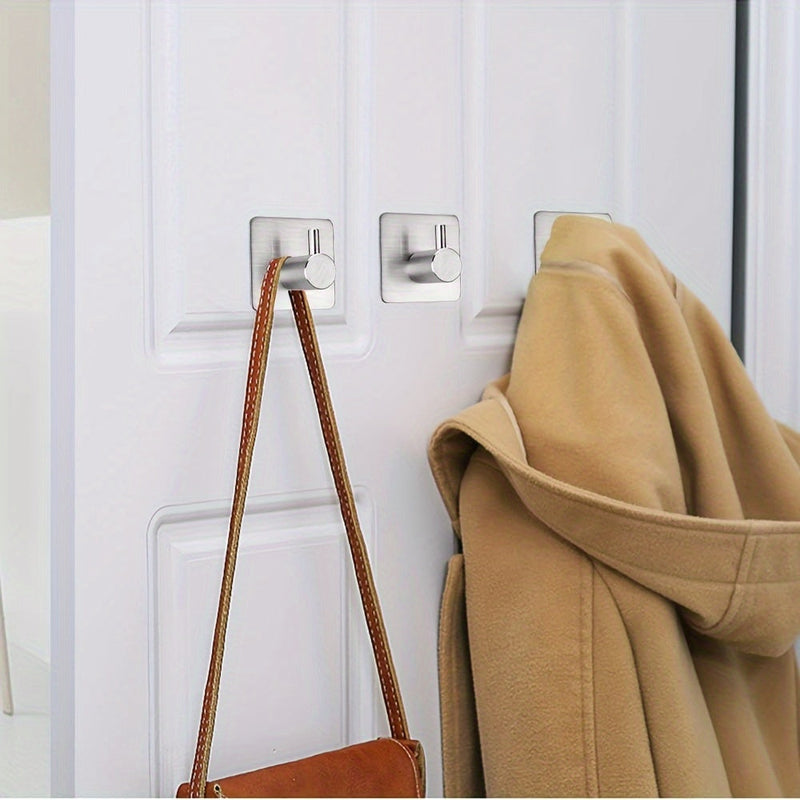 4-delige Zelfklevende RVS Wandhaak Set – Minimalistisch, Krachtig en Waterbestendig