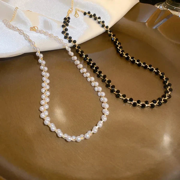 Dubbele Kristallen en Parels Ketting – Amira