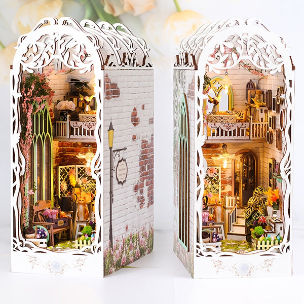 3D Houten Puzzel Huis – Wit Bloemenhuis met Verlichting en Stofafdekking