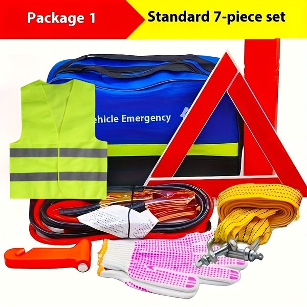Auto Noodhulp Kit – Gevarendriehoek, Veiligheidsvest, Kabels en Meer