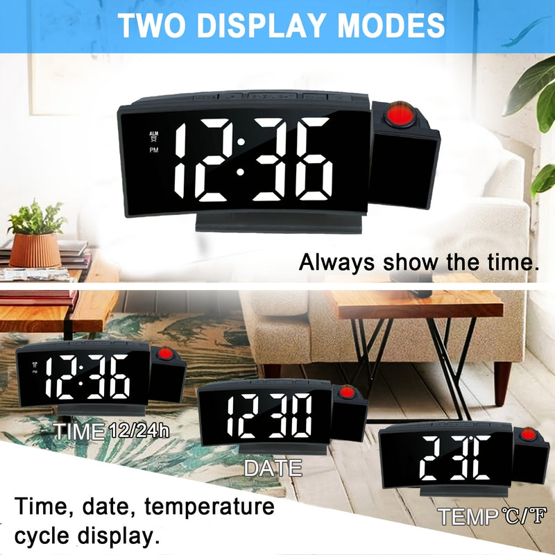 Digitale Projectie Wekker – LED Display en Snoozefunctie met Verstelbare Helderheid