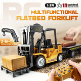 Zware Duty Afstandsbediening Heftruck – 1:24 Schaal met Lichten & Trailer