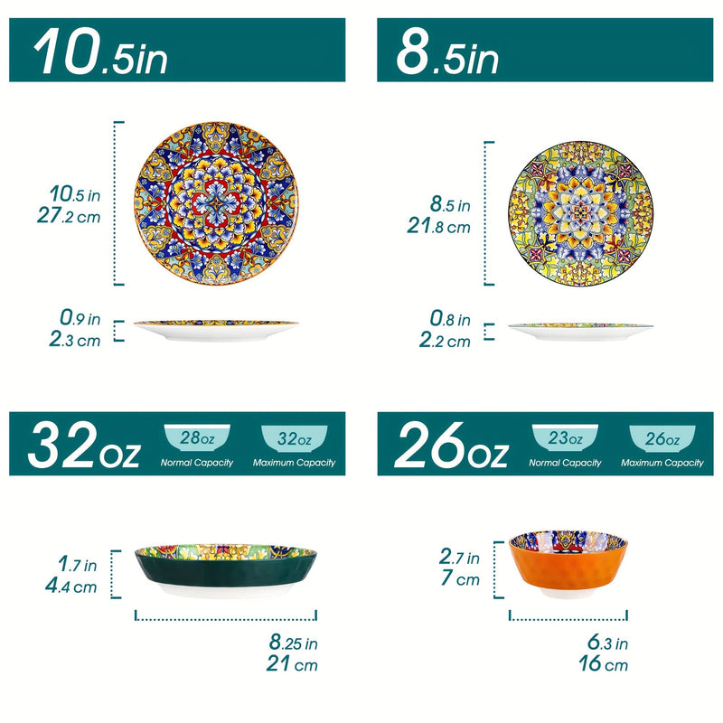 24-delige Diner Set – Steengoed in Bohemien Stijl