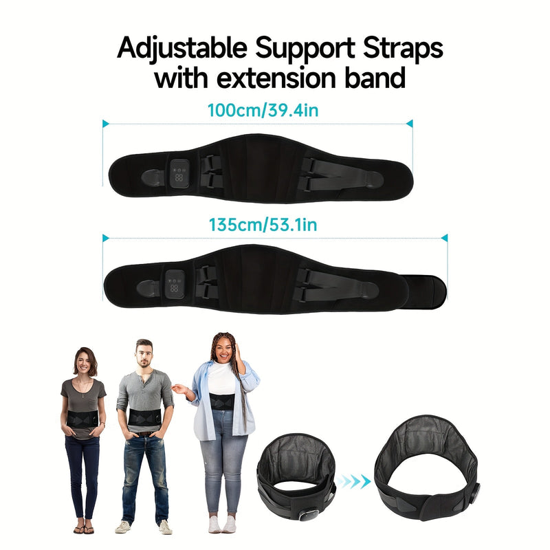 Draadloze Verwarmde Massageband voor Rug en Taille – 3 Instelbare Warmte- en Trillingsmodi voor Maximale Ontspanning