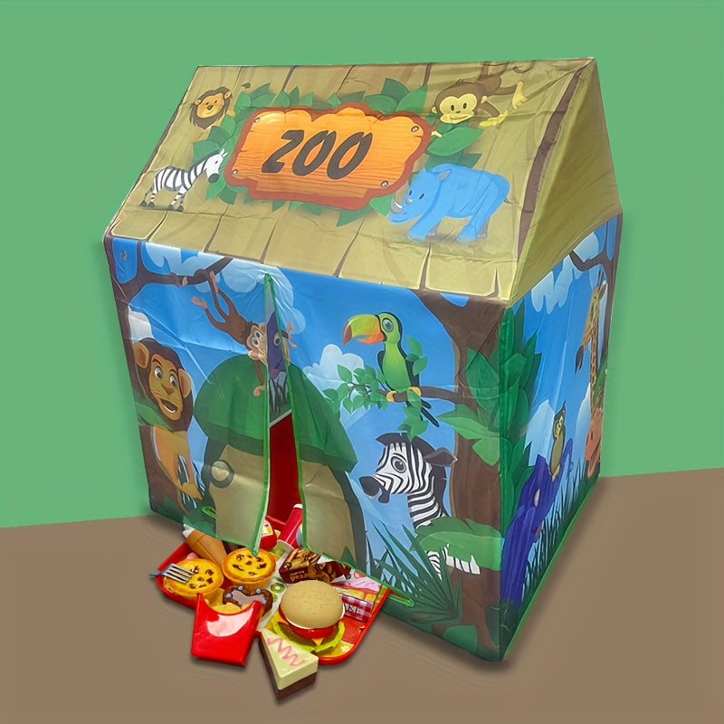 Safari Jungle Speeltent - Dieren Thema Speelhuis met Burgerpakket Speelgoed