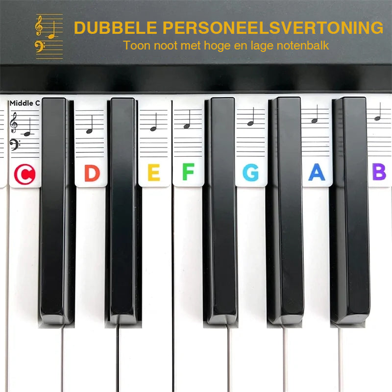 Afneembare notenlabels van siliconen voor 88-toetsen piano's en keyboards