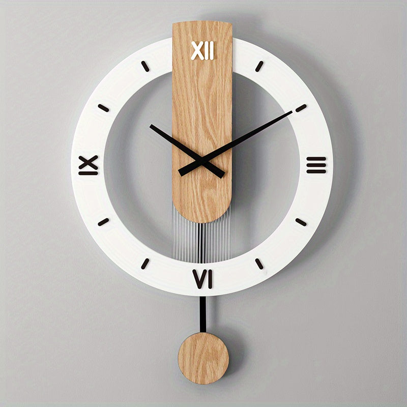 Creatieve Pendule Wandklok van Hout en Acryl – Stijlvol en Stille Decoratie