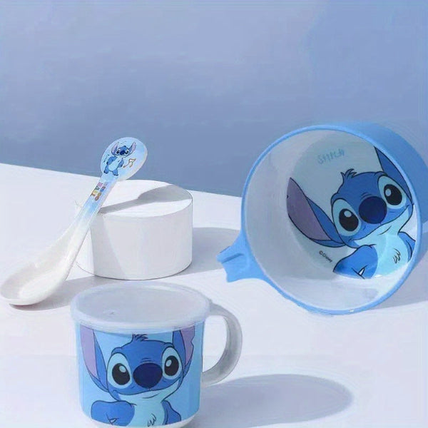 3-delige Stitch Tafelware Set – Kom, Mok en Lepel met Schattig Cartoonontwerp