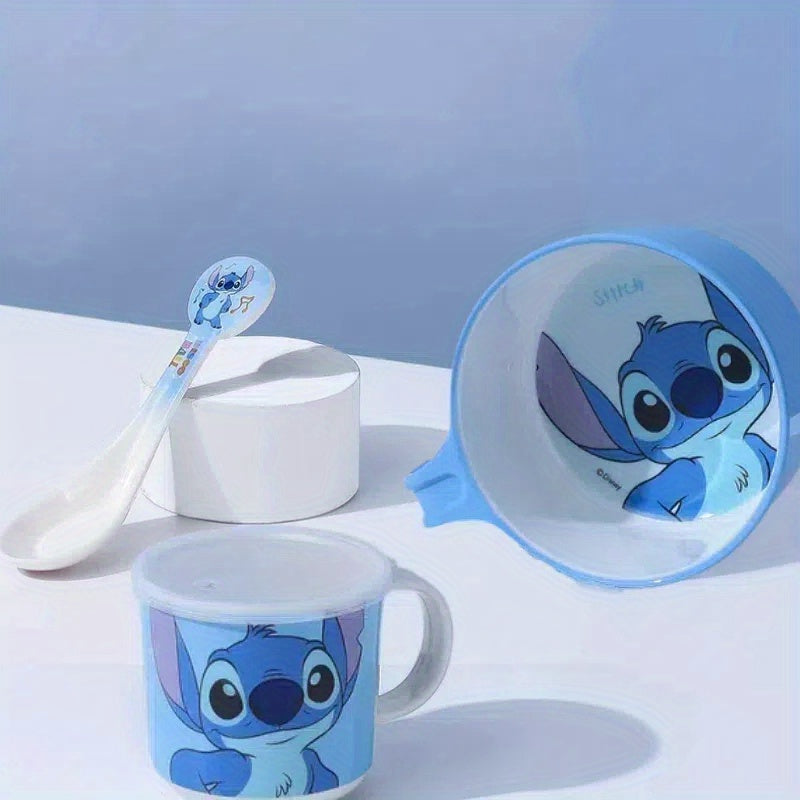 3-delige Stitch Tafelware Set – Kom, Mok en Lepel met Schattig Cartoonontwerp