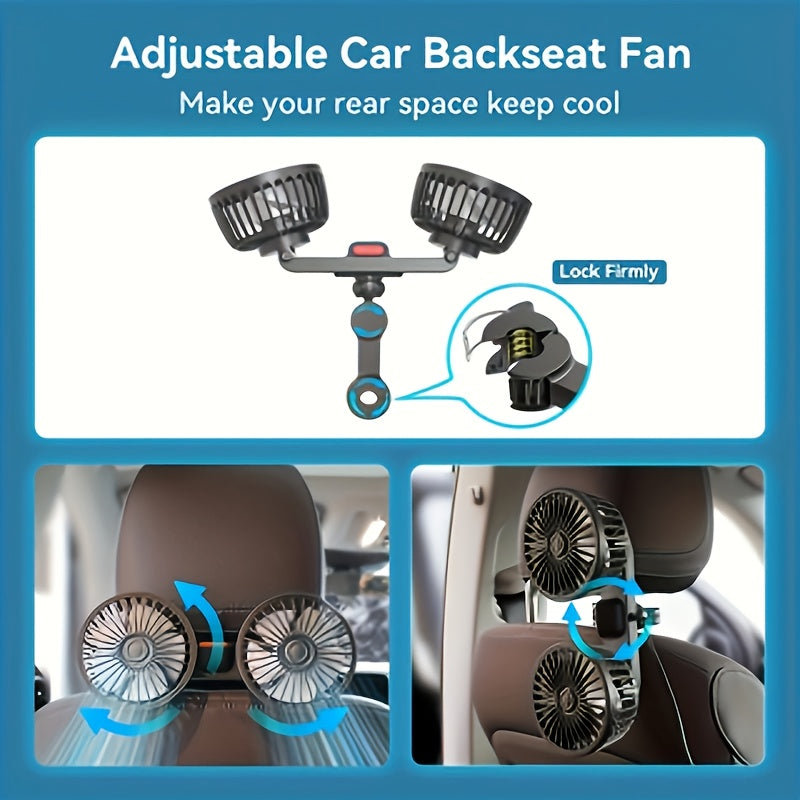 Draagbare Dubbele Autoventilator – 5-Blad 360° Draaibaar Ultra-Stil