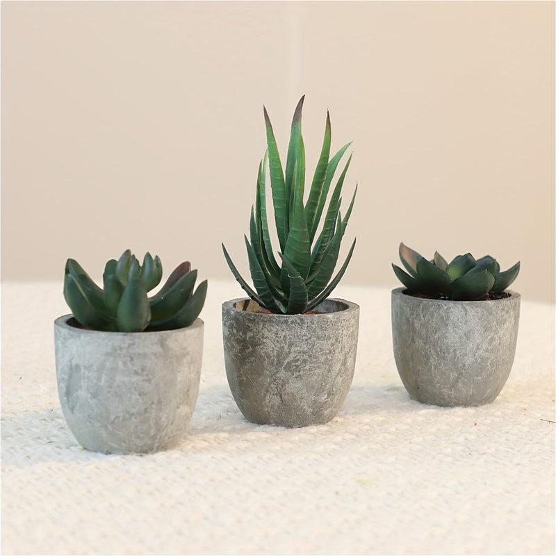 Decoratieve Mini Kunstplantenset in Betonlook – Stijlvolle Groene Touch voor Elk Interieur