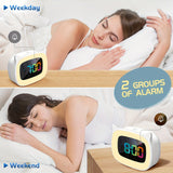 Schattige Kat-oortjes Wekker – RGB Nachtlampje met 18 Melodieën en USB Oplaadbaar