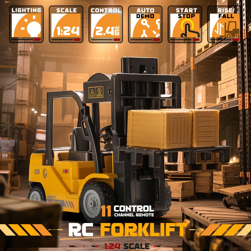 Zware Duty Afstandsbediening Heftruck – 1:24 Schaal met Lichten & Trailer