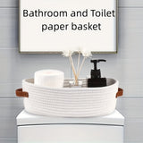 Bohemian Opbergmand met Leren Handvaten – Perfect voor Badkamer en Woonkamer