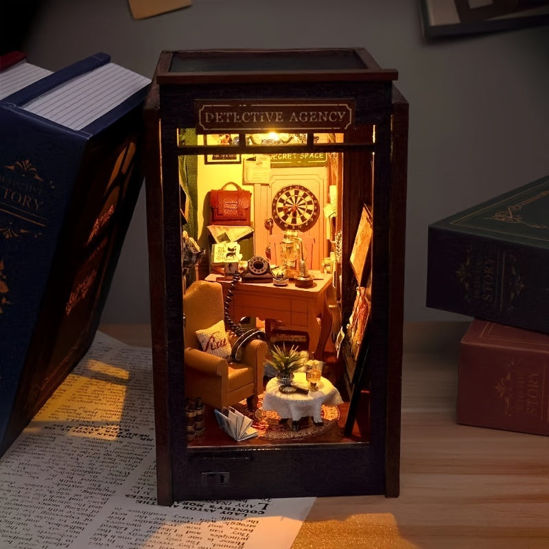 Detectivebureau DIY Miniatuur Huis – 3D Puzzelset met Verlichting voor Creatieve Hobbyisten