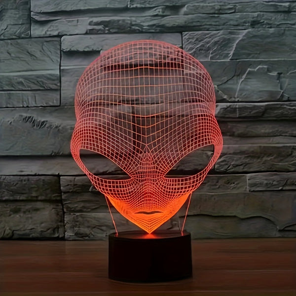 3D Alienhoofd LED Tafellamp met 7 Kleuren - Lunaris